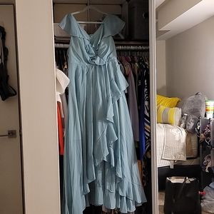 Aqua Colored Layered Sheer Dress